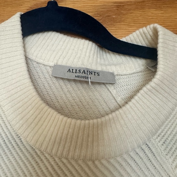 All Saints Deon White Wool Cashmere Rib-Knit Blouson Sweater Dress M $298 - Picture 8 of 10